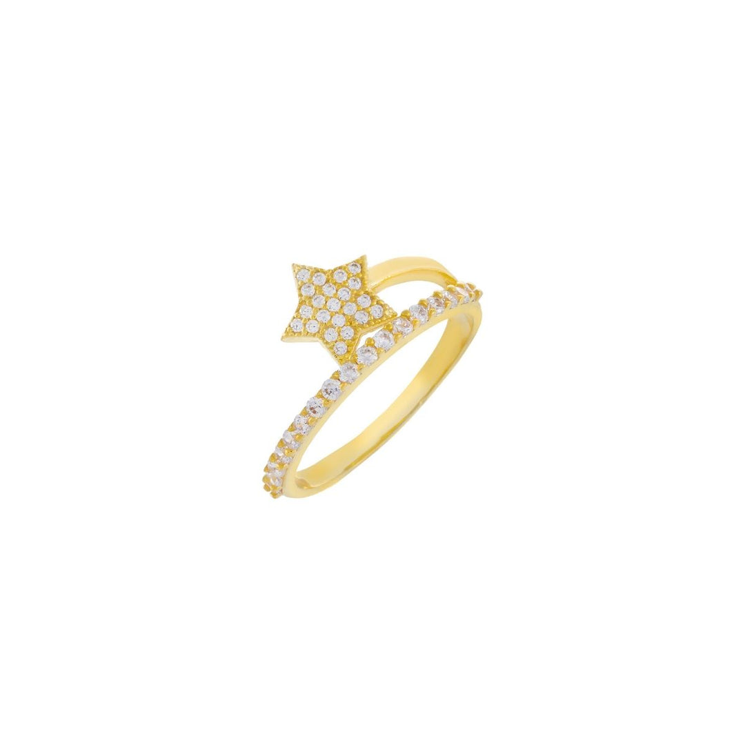 Anello stella argento 925 pietre taglio stella zirconi bianchi placcatura oro giallo - Laura P. Jewels