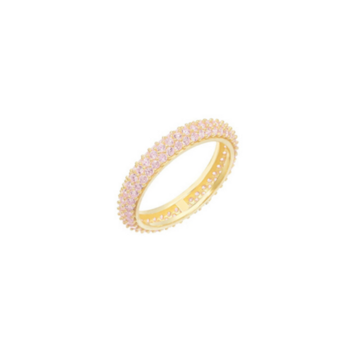 Anello vera argento 925 zirconi rosa placcatura oro giallo - Laura P. Jewels