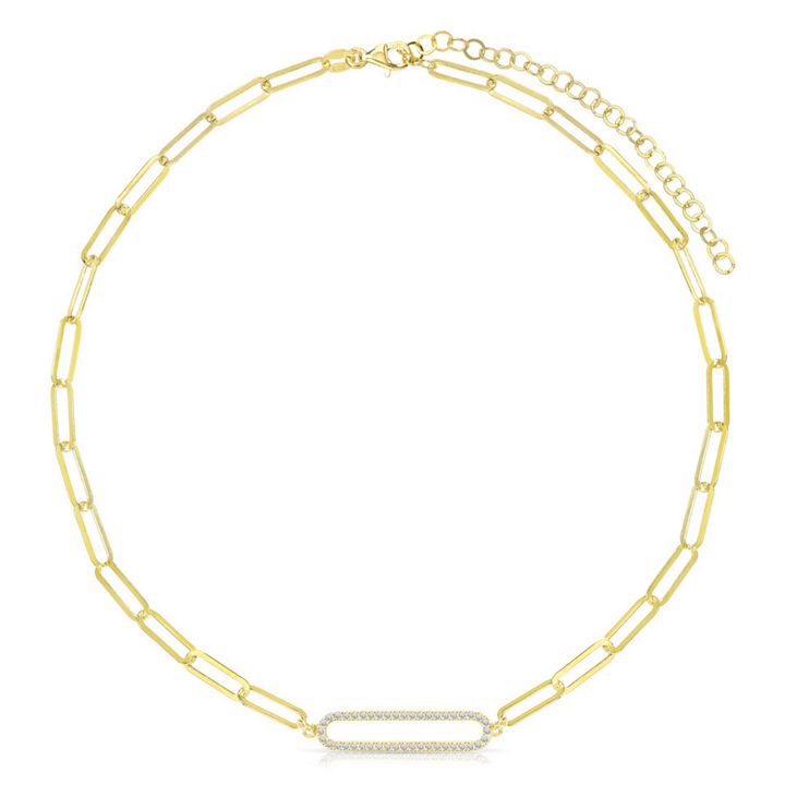 Choker clip argento 925 zirconi bianchi placcatura oro giallo 18kt - Laura P. Jewels
