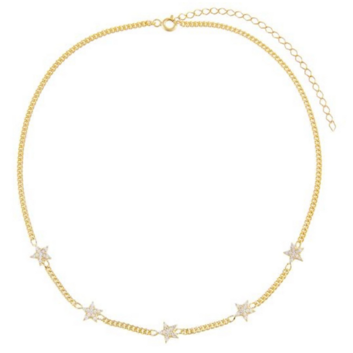 Choker stelle argento 925 zirconi bianchi placcatura oro giallo 18kt - Laura P. Jewels