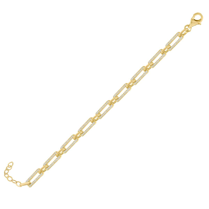 Bracciale catena argento 925 zirconi bianchi placcatura oro giallo 18kt - Laura P. Jewels