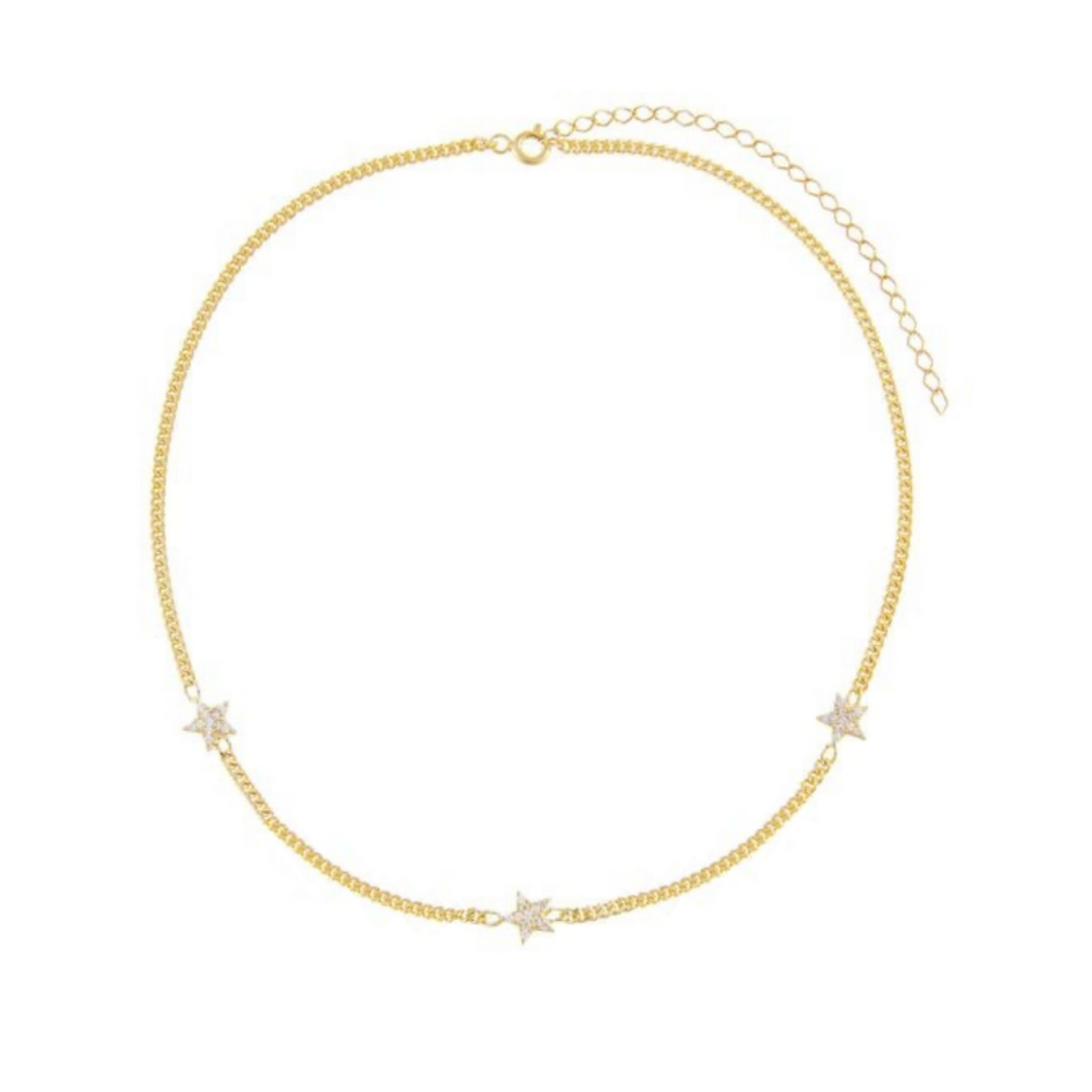 Bracciale stelle argento 925 zirconi bianchi placcatura oro giallo 18kt - Laura P. Jewels