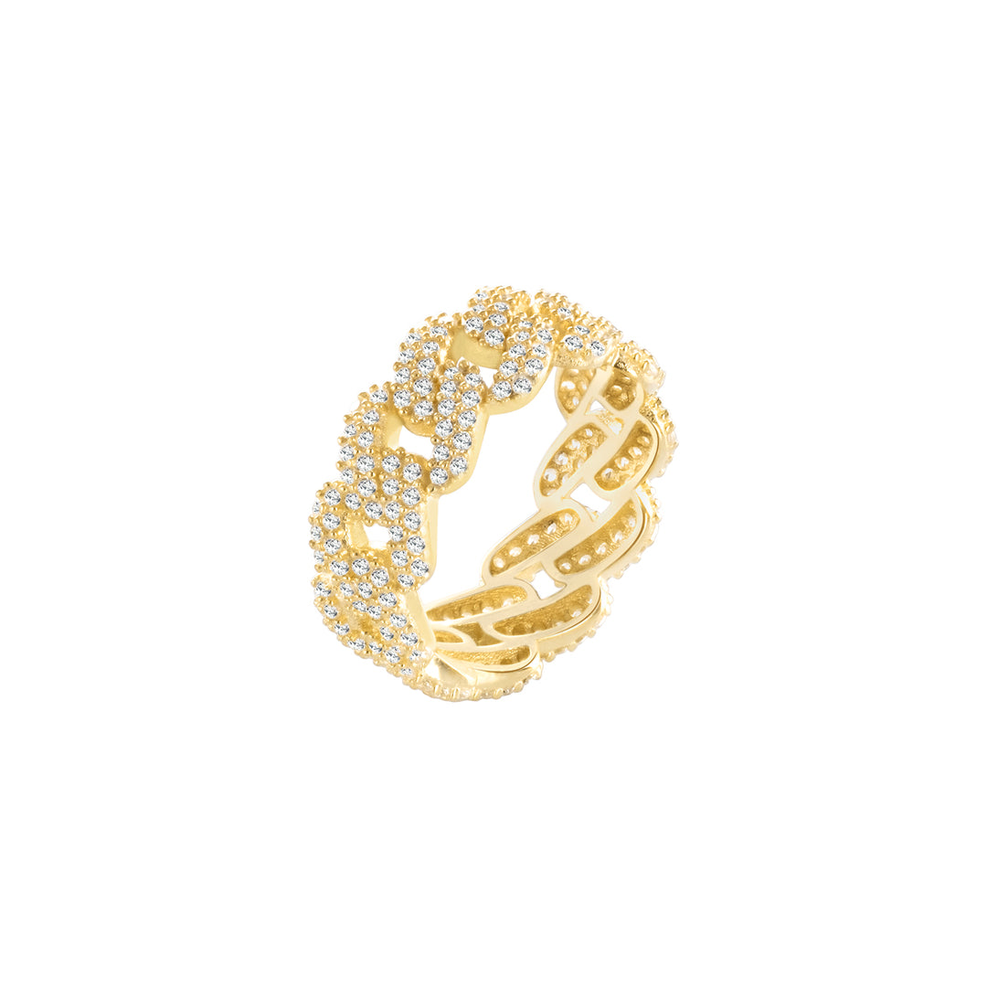 Anello groumette argento 925 zirconi bianchi placcatura oro giallo - Laura P. Jewels