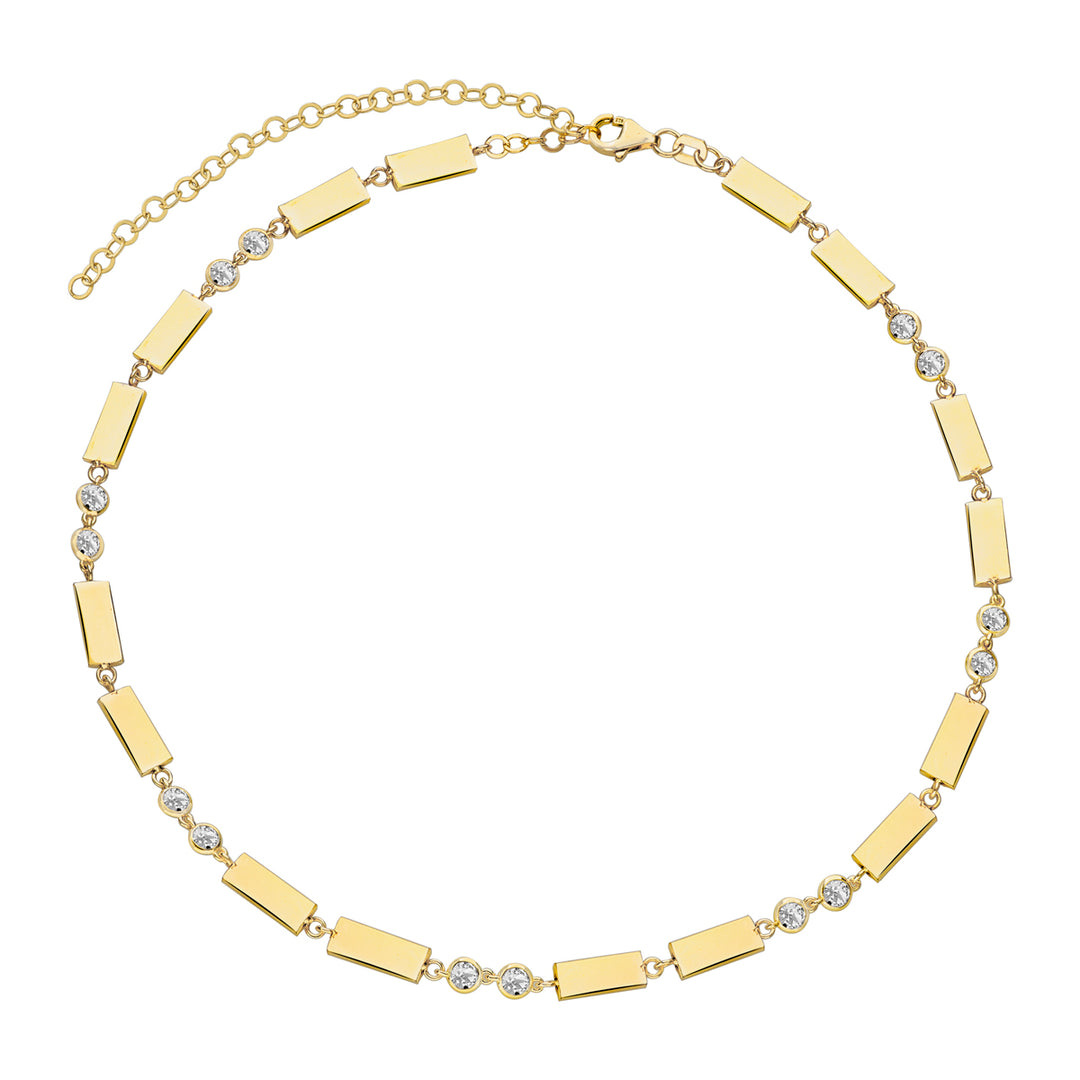 Choker piastrine argento 925  zirconi bianchi placcatura oro giallo 18kt - Laura P. Jewels