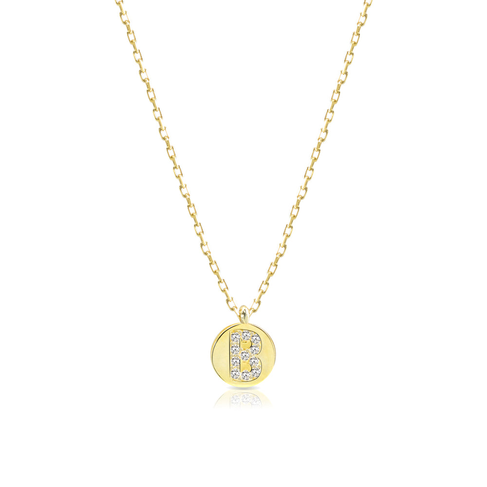 Collana iniziale lettera B argento 925 zirconi bianchi placcatura oro giallo 18kt - Laura P. Jewels