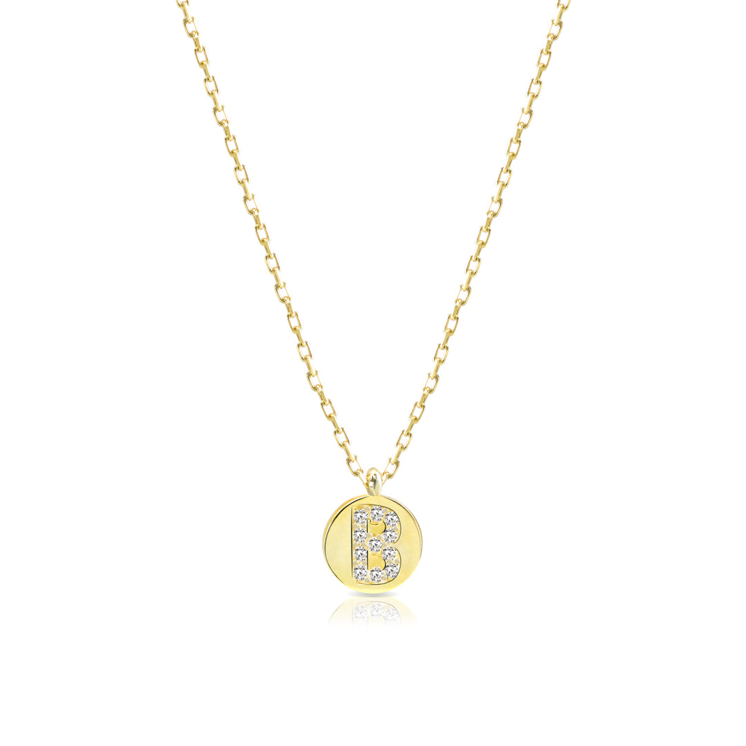 Collana iniziale lettera B argento 925 zirconi bianchi placcatura oro giallo 18kt - Laura P. Jewels
