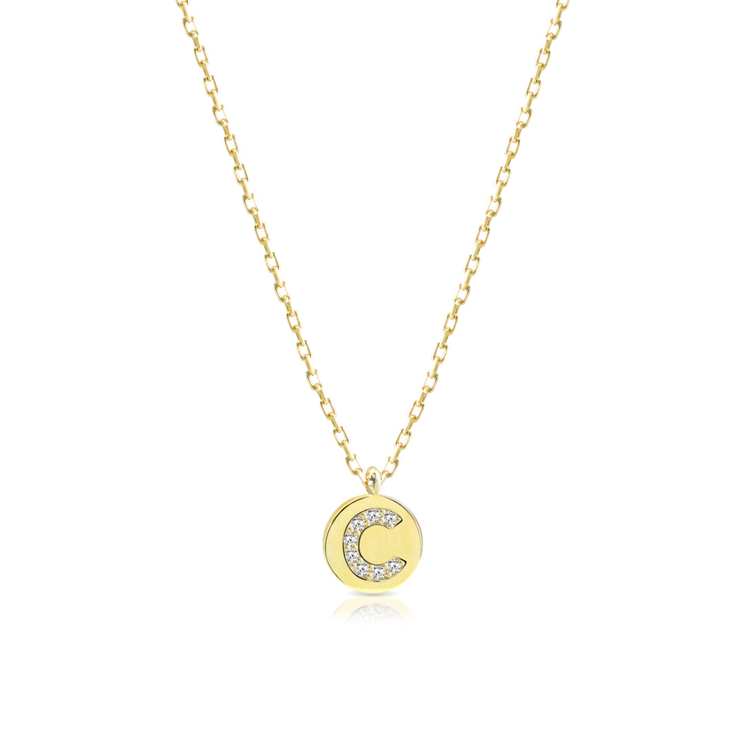 Collana iniziale lettera C argento 925 zirconi bianchi placcatura oro giallo 18kt - Laura P. Jewels