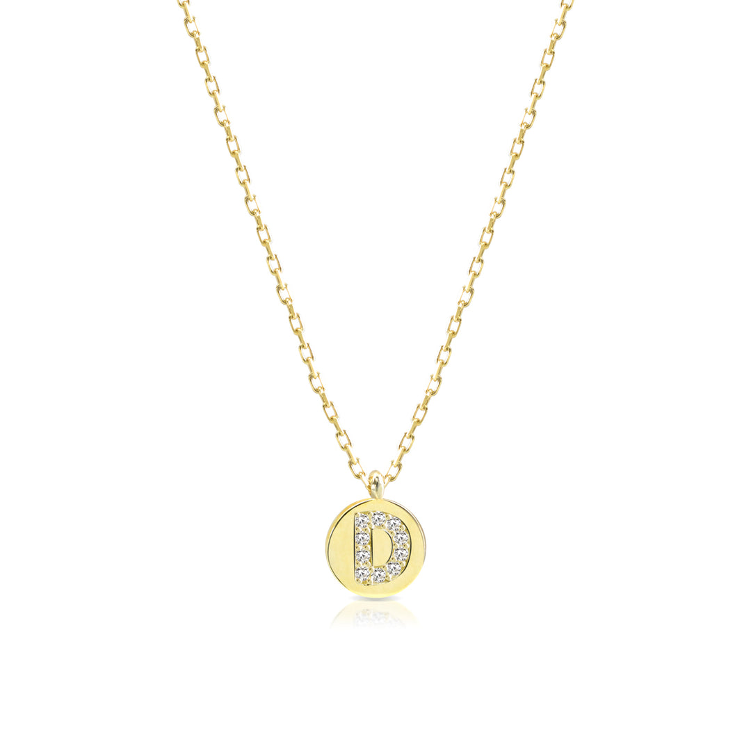 Collana iniziale lettera D argento 925 zirconi bianchi placcatura oro giallo 18kt - Laura P. Jewels