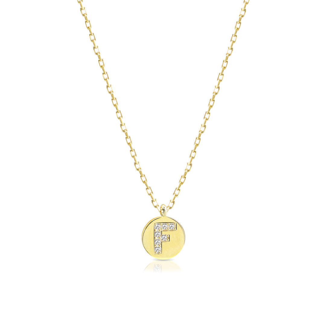 Collana iniziale lettera F argento 925 zirconi bianchi placcatura oro giallo 18kt - Laura P. Jewels
