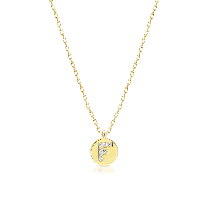Collana iniziale lettera F argento 925 zirconi bianchi placcatura oro giallo 18kt - Laura P. Jewels