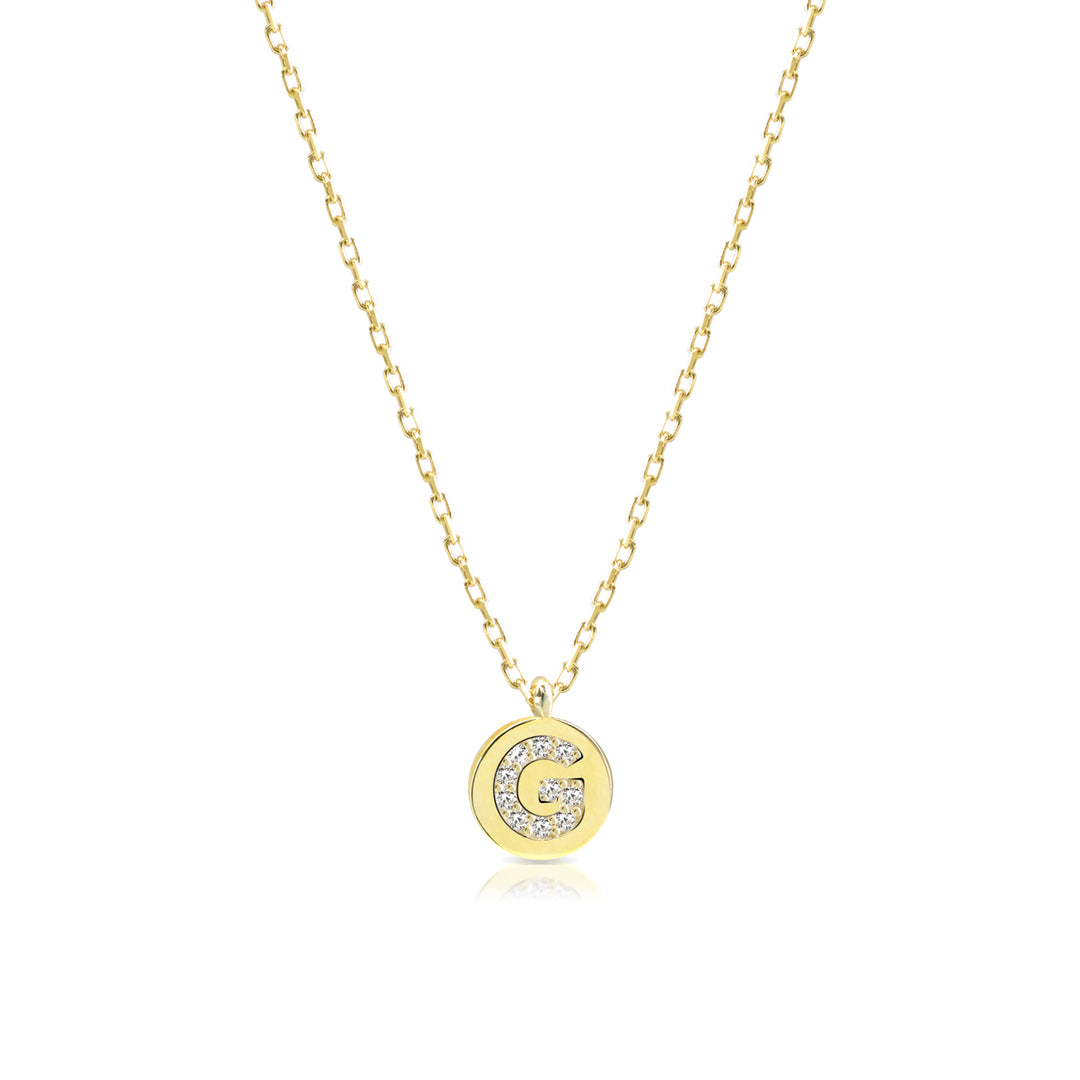 Collana iniziale lettera G argento 925 zirconi bianchi placcatura oro giallo 18kt - Laura P. Jewels