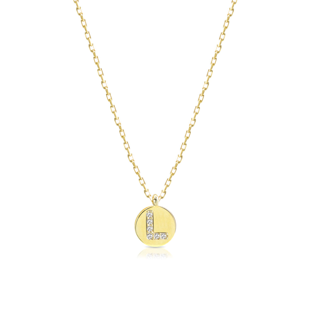 Collana iniziale lettera L argento 925 zirconi bianchi placcatura oro giallo 18kt - Laura P. Jewels