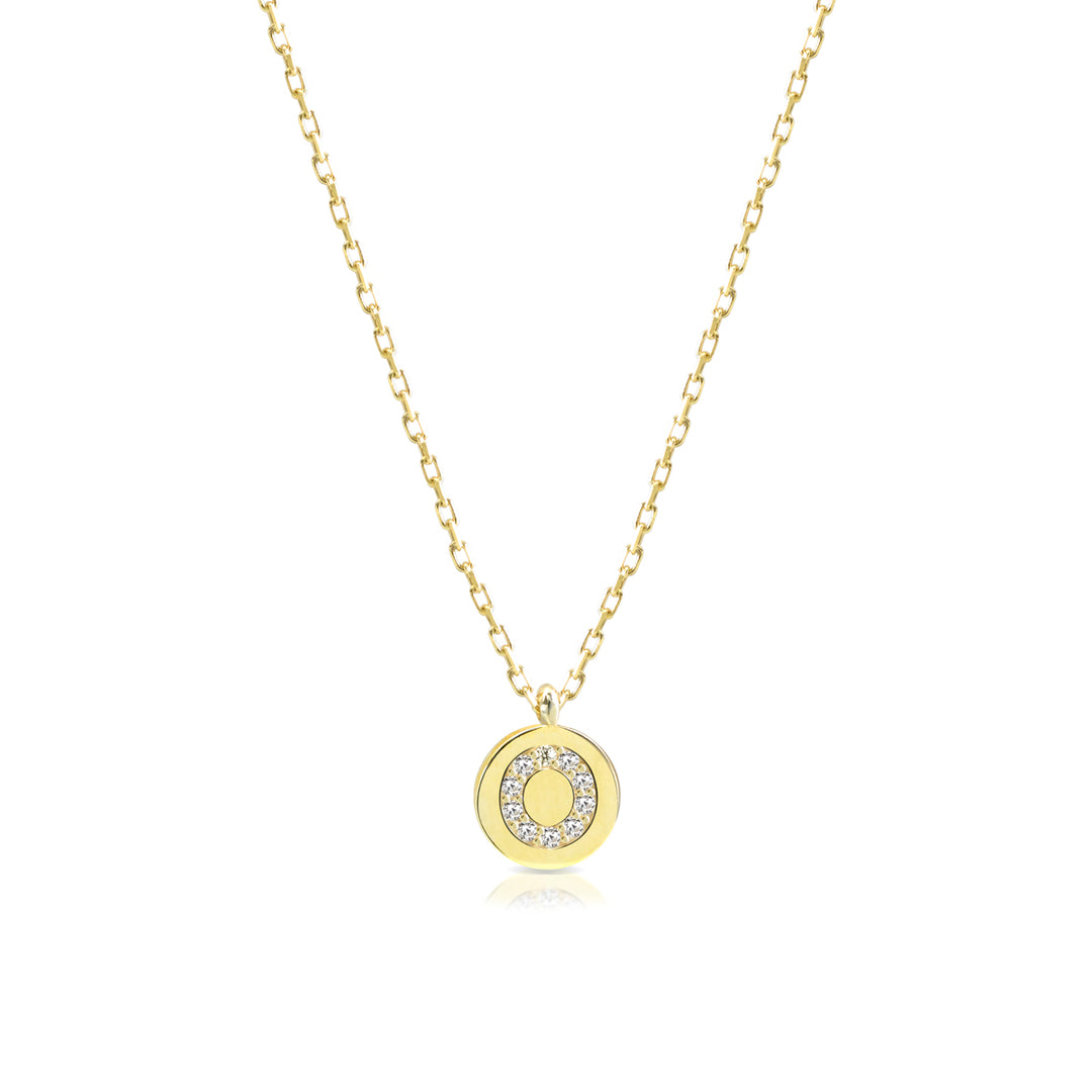 Collana iniziale lettera O argento 925 zirconi bianchi placcatura oro giallo 18kt - Laura P. Jewels