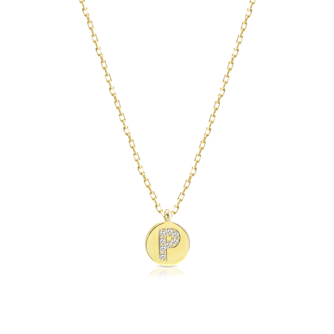 Collana iniziale lettera P argento 925 zirconi bianchi placcatura oro giallo 18kt - Laura P. Jewels