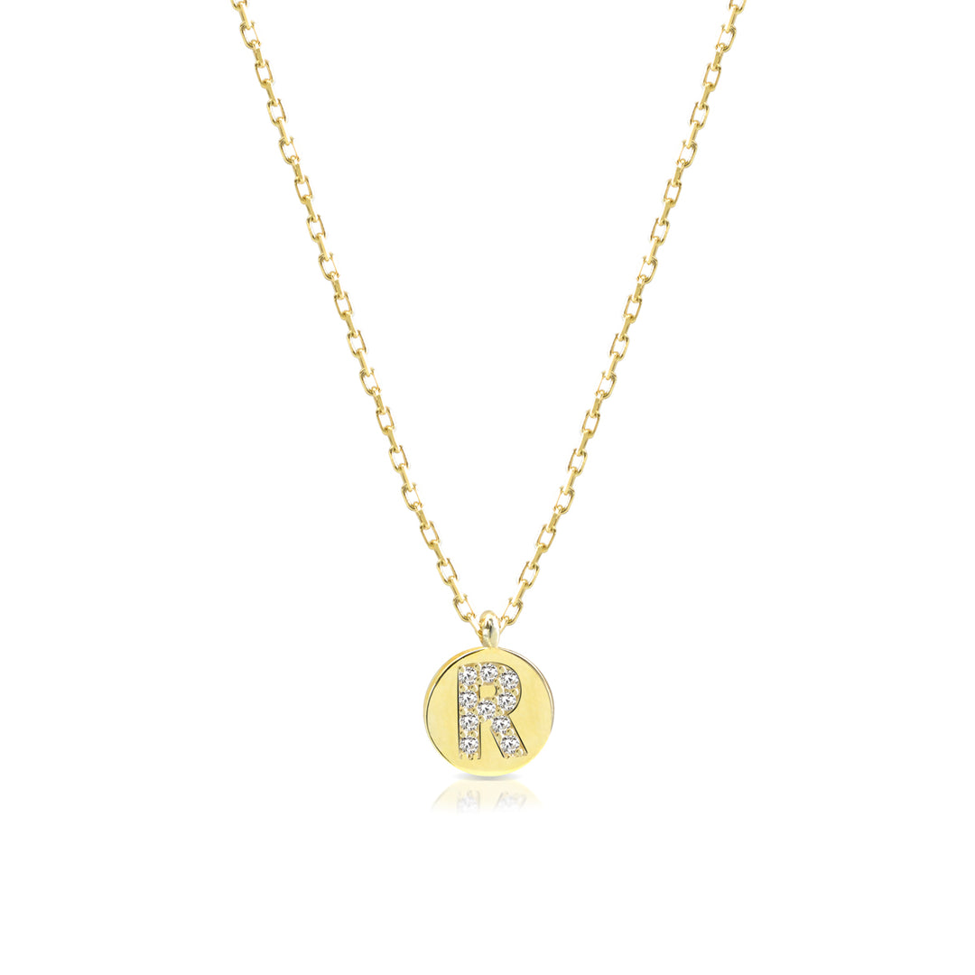 Collana iniziale lettera R argento 925 zirconi bianchi placcatura oro giallo 18kt - Laura P. Jewels