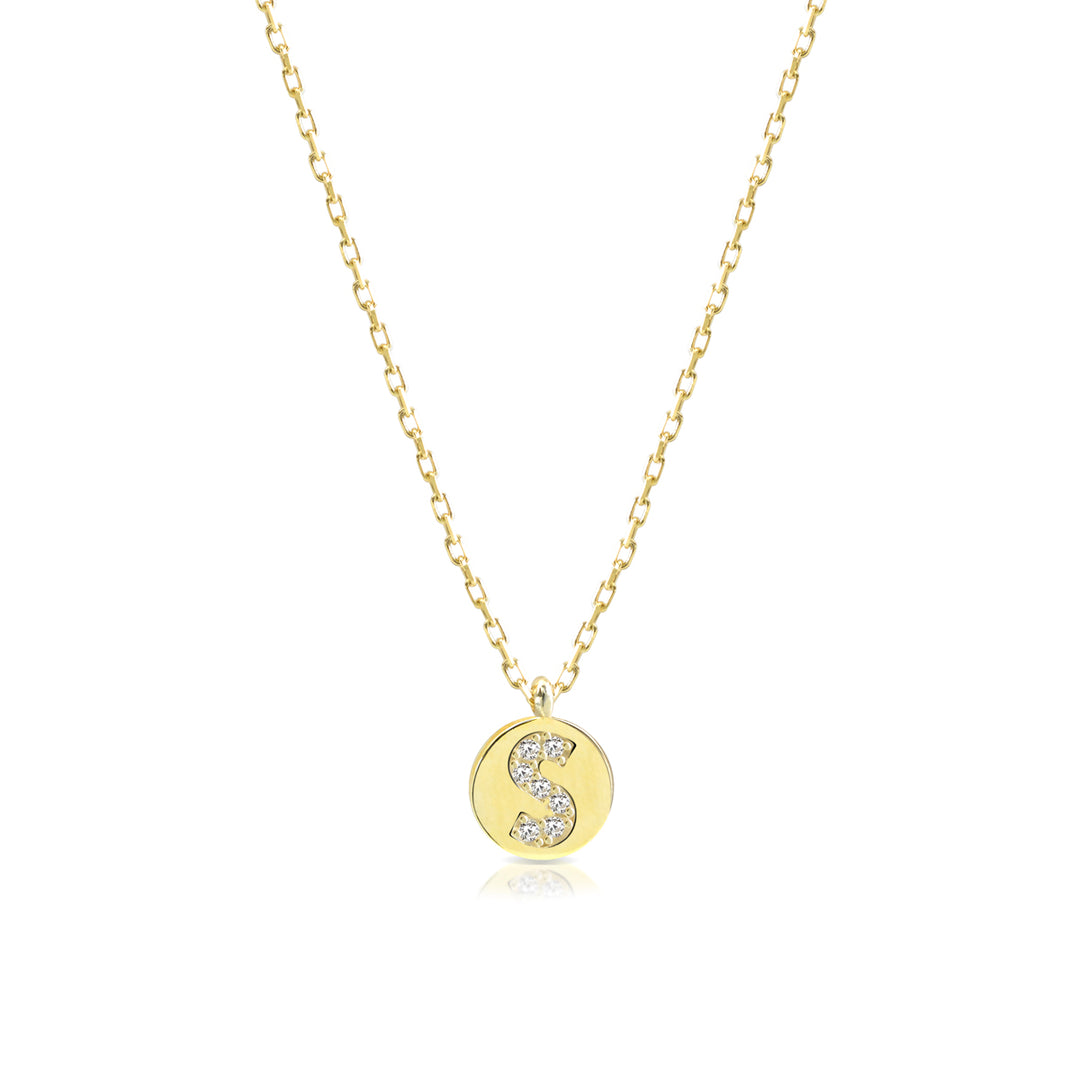 Collana iniziale lettera S argento 925 zirconi bianchi placcatura oro giallo 18kt - Laura P. Jewels