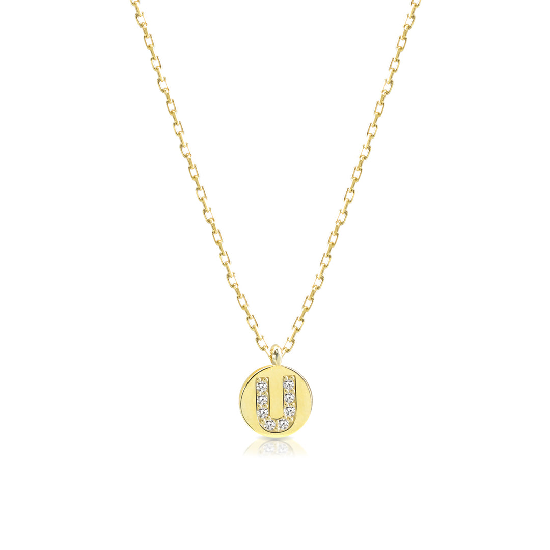 Collana iniziale lettera U argento 925 zirconi bianchi placcatura oro giallo 18kt - Laura P. Jewels