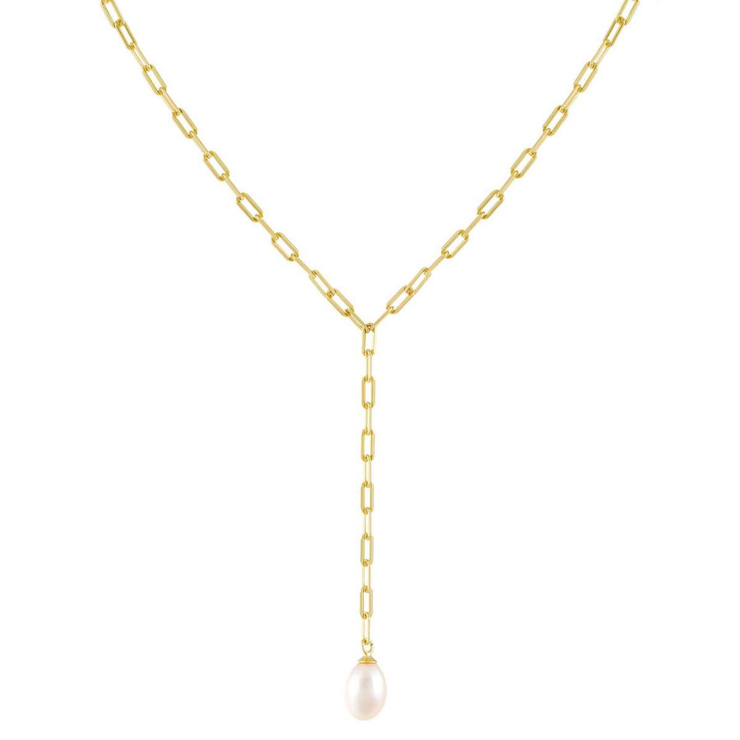 Collana lariat argento 925 perla di acqua dolce placcatura oro giallo 18kt - Laura P. Jewels