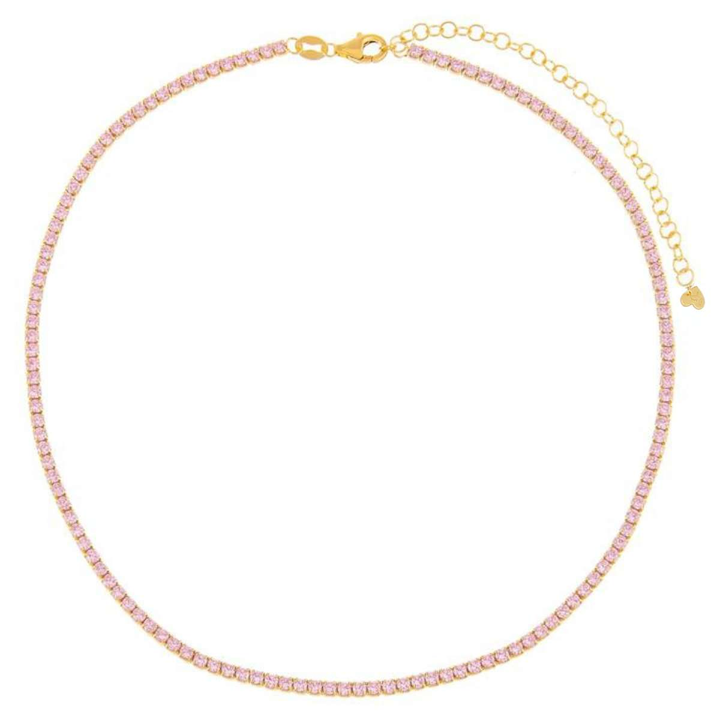 Collana girocollo tennis candy placcatura oro giallo 18kt pietre zirconi color rosa - Laura P. Jewels