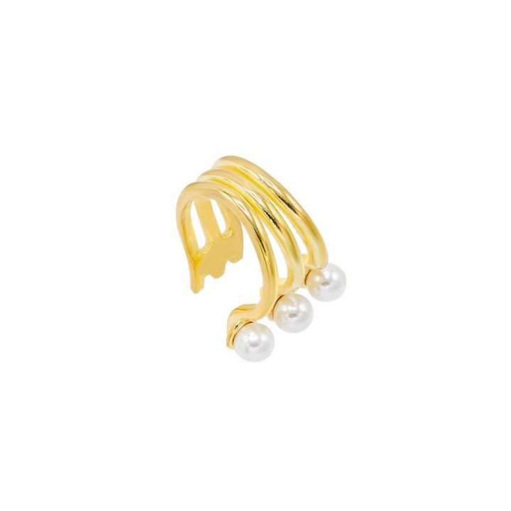 Earcuff perle di acqua dolce, argento 925, placcatura oro giallo 18kt - Laura P. Jewels