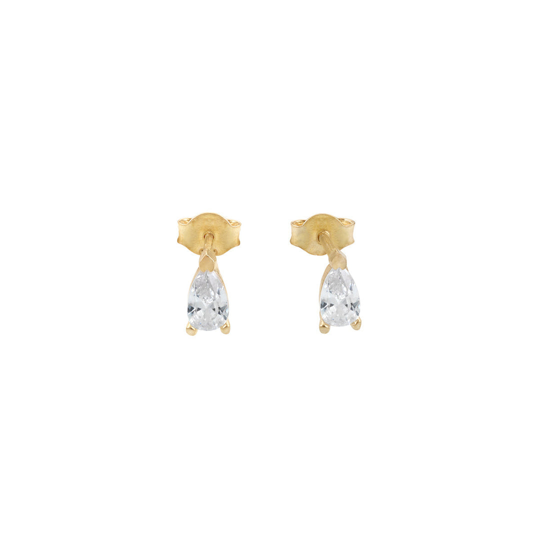 Orecchini goccia bianca, argento 925, zirconi bianchi taglio goccia, placcatura oro giallo 18kt - Laura P. Jewels