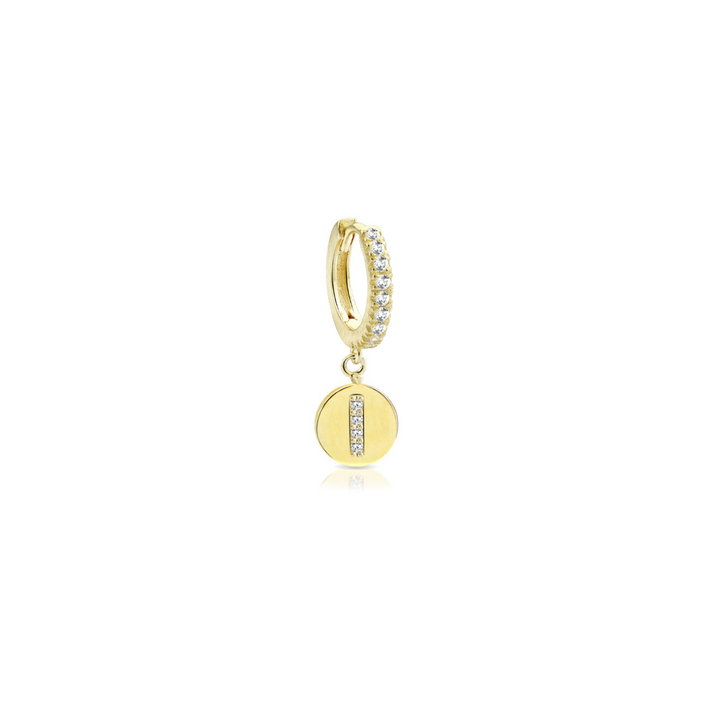 Orecchino iniziale lettera I, argento 925, zirconi bianchi, placcatura oro giallo 18kt - Laura P. Jewels