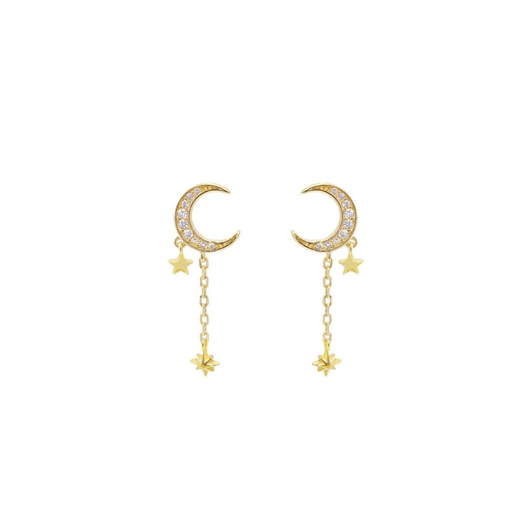 Orecchini lunetta, argento 925, zirconi bianchi, placcatura oro giallo 18kt - Laura P. Jewels