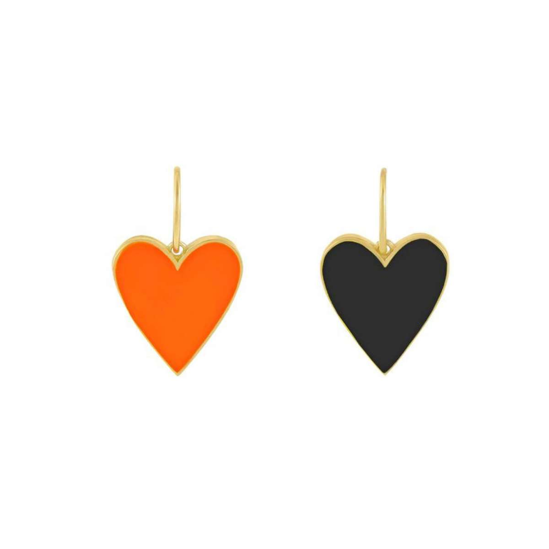 Charm cuore argento 925 smalto arancio e nero placcatura oro giallo 18kt - Laura P. Jewels