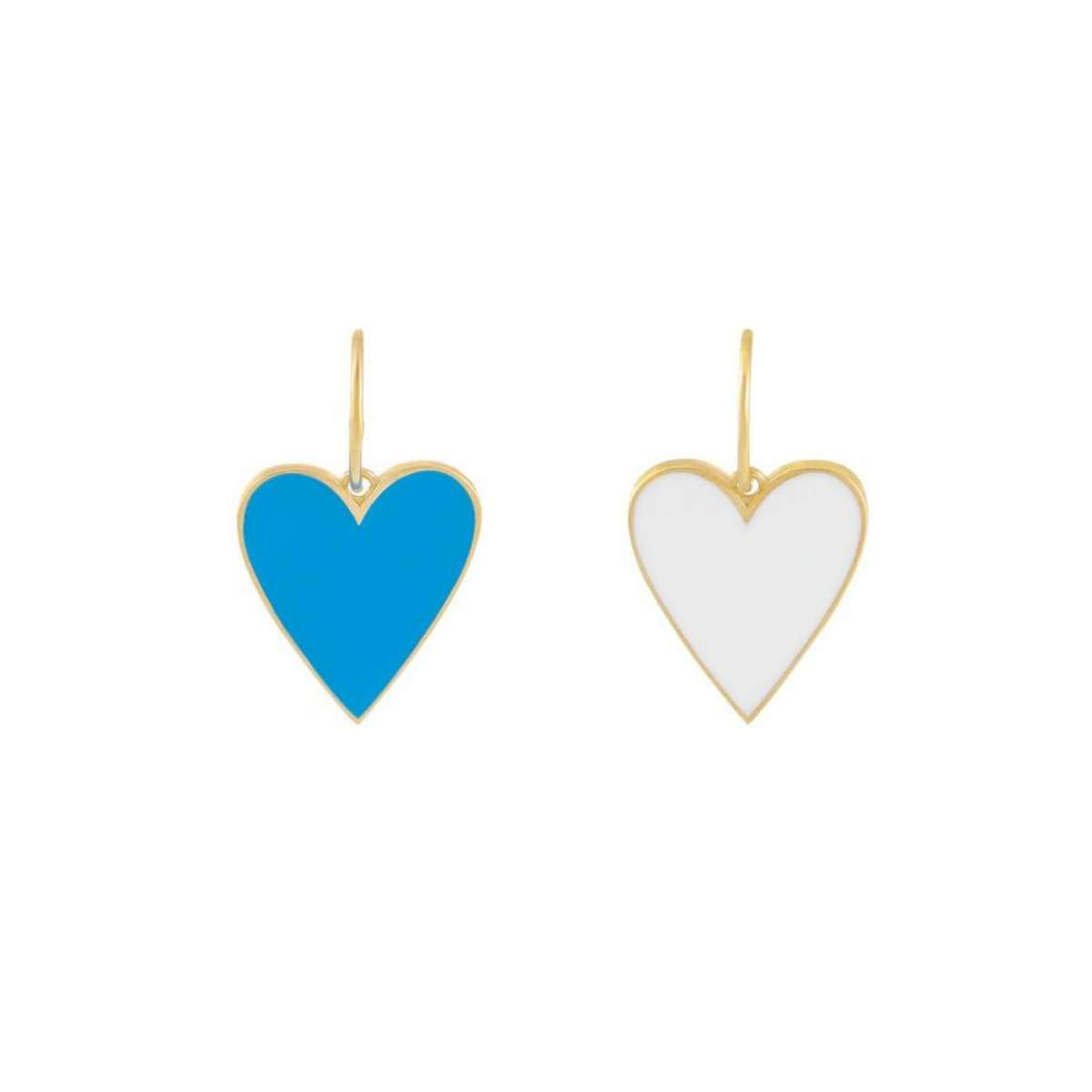 Charm cuore argento 925 smalto azzurro e bianco placcatura oro giallo 18kt - Laura P. Jewels
