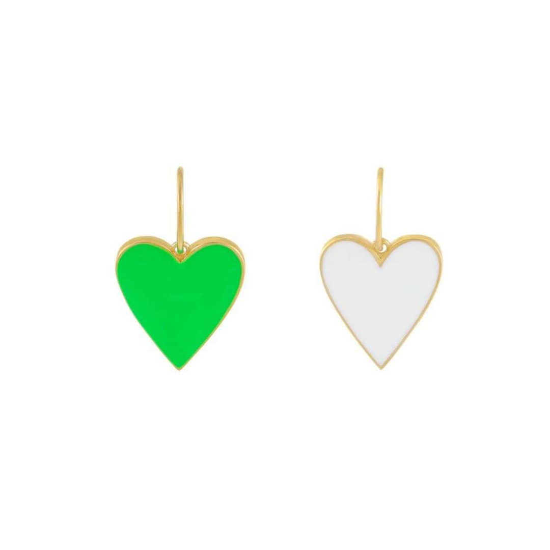 Charm cuore argento 925 smalto verde e bianco placcatura oro giallo 18kt - Laura P. Jewels