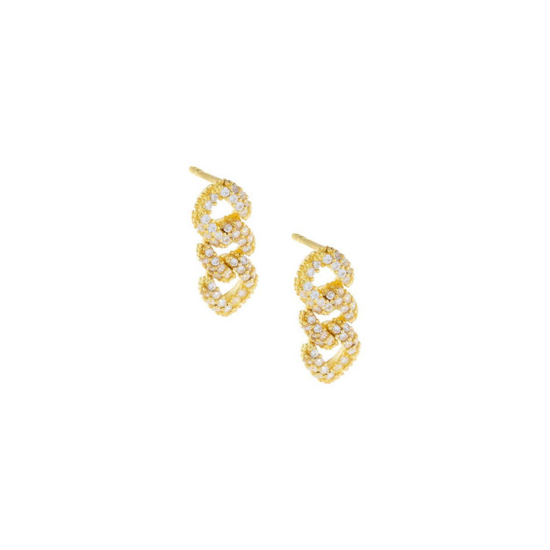 Orecchini groumette, argento 925, zirconi bianchi, placcatura oro giallo 18kt - Laura P. Jewels