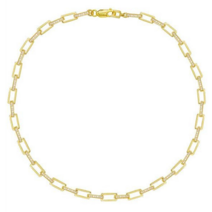 Choker catena argento 925 zirconi bianchi placcatura oro giallo 18kt - Laura P. Jewels