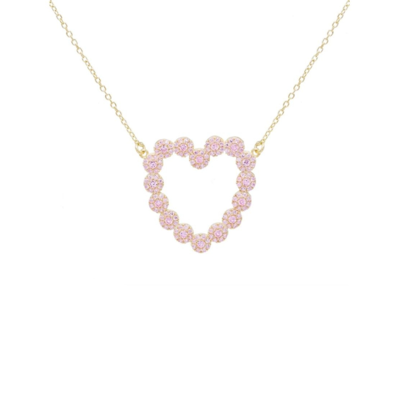 Collana cuore argento 925 zirconi rosa placcatura oro giallo 18kt - Laura P. Jewels